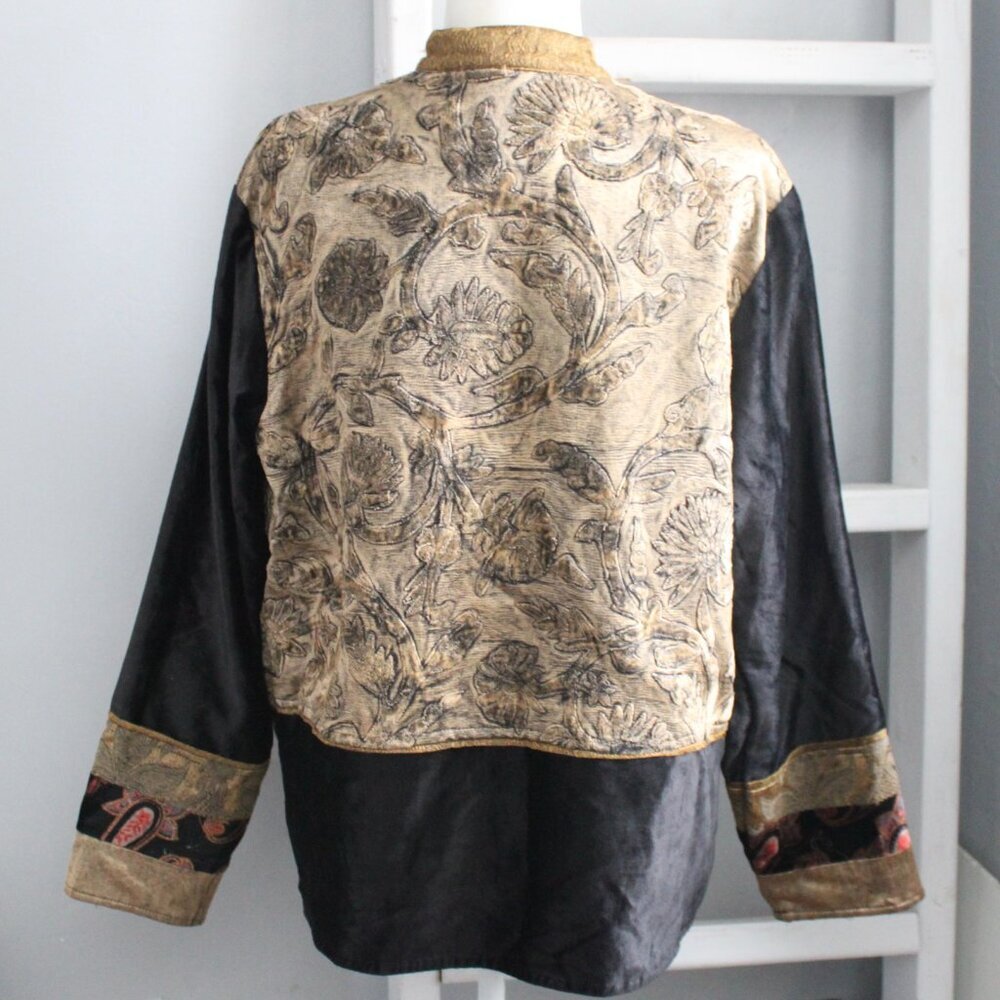 Flashback VTG Tapestry Velvet Quilted Patchwork Embroidered Jacket Size Medium - Picture 2 of 6